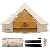 Canvas Bell Tent Yurt Tent 4 Seasons for Camping 100% Cotton Glamping Tents with Stove Jack, Family Camping Outdoor Hunting Party (New- 3M- 9.8FT)