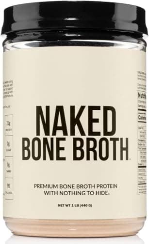 NAKED Bone Broth - Beef Bone Broth Protein Powder - 21G Protein, 17G Collagen - Gut Health and Joint Supplement - Unflavored - No GMO, Gluten-Free, Soy Free - 1LB