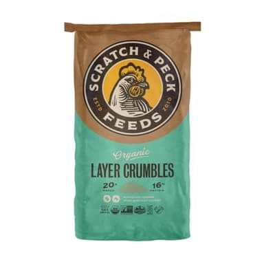 Scratch and Peck Feeds Whole Grain Layer Crumbles Chicken and Duck Feed - 25 lbs Bag - Corn-Free and Soy-Free - 16% Protein, Certified Organic and Non-GMO Project Verified Chicken Food