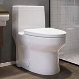 SOTOMO Elongated One Piece Toilet, 12" Rough-In, Compact Design for Bathrooms, 1.1/1.6 GPF Dual Flush toilet, MAP 1000g, Soft-Closing Seat, White Toilet Bowl - 27.75"D x 15.4"W x 27.13"H