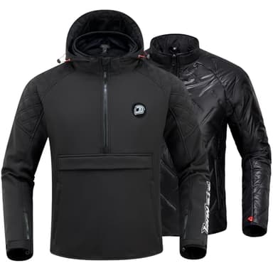 IRON JIA'S Motorcycle Jacket, CE Certified, 3-in-1 Winter Windproof Riding Hoodie for Cold Weather with Removable Warm Liner XL