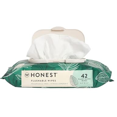 The Honest Company Hypoallergenic Flushable Wipes for Sensitive Skin, Tropical Leaves, 42 Count