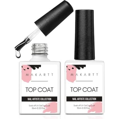 Makartt Gel Top Coat - 2 PCS No Wipe Top Coat Gel Nail Polish High Glossy Shine Finish Long Lasting, 10ML Clear Soak Off UV Nail Lamp, Salon Quality Art Design for Home Use Beauty Spring Gift
