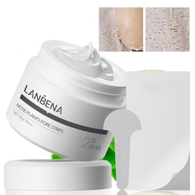 LANBENA 2.0 Nose Pore Strips, Blackhead Remover Mask with Salicylic Acid, Amazonian White Clay, Pore Cleanser Purifying Peel off Face Mask with 60 PCS Strips, Aloe Facial Mask(1.05 Ounce)
