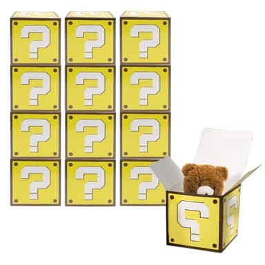 Hiyoo 25 PCS Video Game Treat Box Party Favor Boxes Birthday Decorations, Mystery Question Mark Boxes, Party Supplies for Video Game Theme Partys Decorations, 4'' x 4'' x 4''