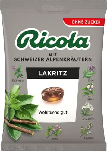 Ricola Licorice Sugarfree Throat Cough Drops Imported from Germany Shipping from USA - 75g