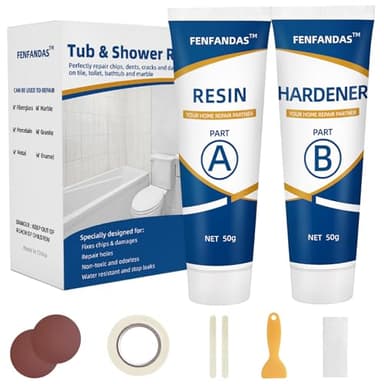 Tub and Shower Repair Kit White, Fiberglass Tub and Porcelain Repair Kit, Acrylic, Enamel, Ceramics Tile Toilet and Sink Repair Kit, Repair cracks, fragments, holes and pits, Bathtub Repair Kit White
