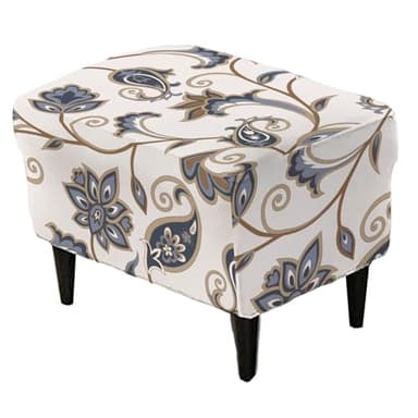 KRFOONN Stretch Ottoman Cover Slipcovers Rectangle Fit Length 27"-35" Footrest Stool Covers Printed Ottoman Cover for Foot Stool Furniture Protector with Non Slip Elastic Bottom, Color 17