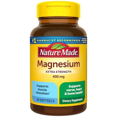 Nature Made Magnesium Oxide 400 mg Softgels, Extra Strength Magnesium Supplements for Men and Women, Support for Muscle, Nerve, Bone and Heart, 60 Day Supply
