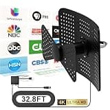 ATSC3.0 Outdoor Indoor TV Antenna for Digital Smart TV with Strong Signal, 1000 Miles Long Range, Supports 4K 1080P, 32.8ft RG59 Coax Cable, Support 2 TVs, Compatible with Radio/fm Antenna