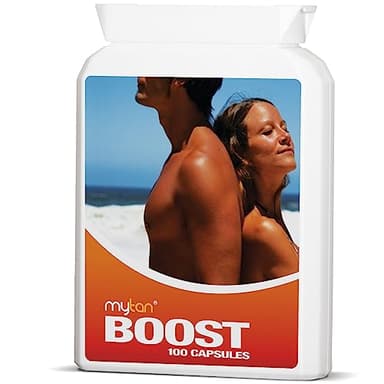 MyTan Boost Tan Pills | 100 Capsules | Sun Tan Accelerator | Natural Tanning Supplement | Tyrosine, Copper Multivitamin | 25-Day Extended Holiday Supply