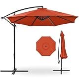 Best Choice Products 10ft Offset Hanging Market Patio Umbrella w/Easy Tilt Adjustment, Polyester Shade, 8 Ribs for Backyard, Poolside, Lawn and Garden - Rust