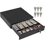 Volcora Cash Register Drawer for Point of Sale (POS) System with Removable Coin Slots, 5 Bill/6 Coin, 24V, RJ11/RJ12 Key-Lock, Media Slot, Black