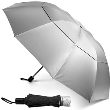 Kalolary UPF 50+ UV Protection Compact Golf Umbrella,62 Inch Extra Large Oversize Double Canopy Vented Umbrella Windproof Waterproof for Men and Women