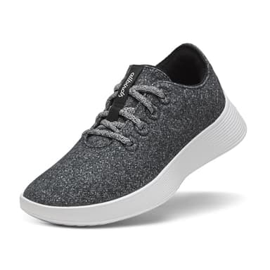 Allbirds Women's Wool Runner Go, Breathable Merino Wool Sneakers - Dark Grey (Light Grey Sole) - 8 Medium