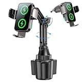 Dual Coil 15W Cup Phone Holder Mount,Wireless Car Charger Auto-Clamping Fast Charging Vent Phone Holders for Your Car for iPhone Series,Samsung Flip S24 S23 S22 Ultra