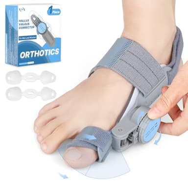 VEVARUN Bunion Corrector for Women Men: Big Toe Straightener Bunion Fix with Adjustable Knob-Orthopedic Bunions Splint Brace Toe Alignment Correction for Hallux Valgus Pain Relief Day/Night 1PCS (Grey)