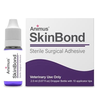 Animus SkinBond Animal Skin Glue | Quick-Setting Surgical Glue | Fast-Acting Bleeding Control & Wound Closure | Flexible & Waterproof Wound Sealer | 2ml & 10 Applications - Made in The USA