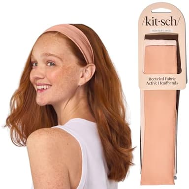 Kitsch Headbands for Women Non Slip - Running Headbands for Girls, Ideal for Working Out, Yoga, Gym, or Lounging | Stretchy Head Bands | Fashion Hair Accessories - Rosewood, 3pcs