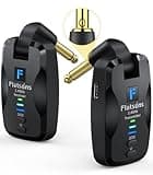 FW2D Wireless Guitar System Exclusive Mute Plug, 2.4 GHz 18 Channel Wireless Guitar Transmitter Receiver, Cordless Guitar Transmitter Rechargeable USB C for Acoustic Electric Guitar, Bass, Ukulele etc