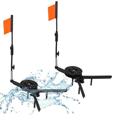 Silipull 2 Pcs Ice Fishing Tip Ups Equipment Gear Ice Fishing Rod Foldable with Orange Pole Flags Round Tip Ups Strike Indicators for Angler Tackle Accessory