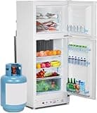 SMETA Propane Refrigerator with Freezer 6.2 cuft Gas Fridge RV Off Grid 110v/LPG Dual 2 Ways Powered Top Freezer Top Mount Full Size for Kitchen Garage