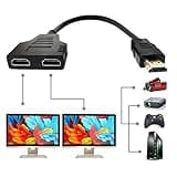 HDMI Cable Splitter 1 in 2 Out HDMI Adapter Cable HDMI Male to Dual HDMI Female 1 to 2 Way, Support Two TVs at The Same Time, Signal One in Two Out