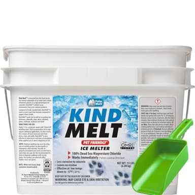 Harris Kind Melt Pet Friendly Ice and Snow Melter, Fast Acting 100% Pure Magnesium Chloride Formula with Scoop Included, 15lb
