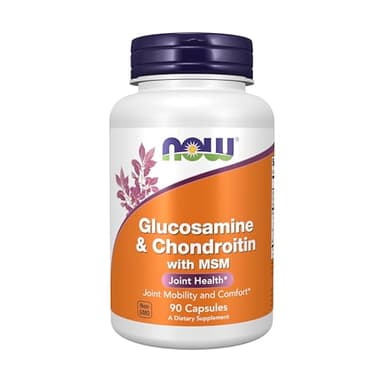 NOW Foods Supplements, Glucosamine & Chondroitin with MSM, Joint Health, Mobility and Comfort*, 90 Veg Capsules