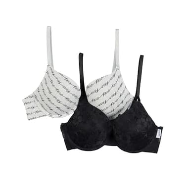 Aeropostale Women's 2-Pack Push Up Bra, Black Script Size 36C