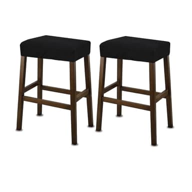 NeColorLife Rectangle Bar Stool Covers,Stretch Waterproof Saddle Seat Covers for Counter Height and Kitchen Island Chairs,Vanity Barstool Cushion Protector,Black,Pattern A,2 Pack