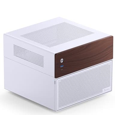 JONSBO N4 White NAS Pc Case, Walnut Wood, 8-Drive Bay/6 * 3.5 "HDD (4 hot-swap,2 Non hot-swap), 2 * 2.5SSD,Micro ATX Chassis USB3.2Gen2Type-C, 1x120mm Fan Built-in, White