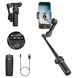 AOCHUAN Smart X2 Gimbal Stabilizer, 3-axis Smartphone Gimbal Built-in 20cm Extension Rod, Portable Smart Tripod w/OLED Screen, 360°Rotation Tracking Shooting, Video Recording, Black