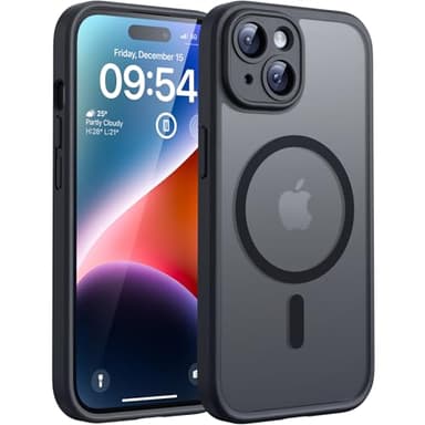 TOCOL Magnetic for iPhone 14 Case, Compatible with Magsafe, Upgraded Full Camera Protection, Drop Protection, Translucent Matte Back Bumper Phone Cover 6.1-Inch (Black)
