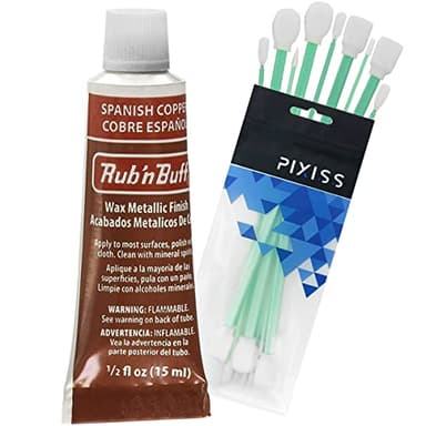 Rub n Buff Wax Metallic Spanish Copper, Rub and Buff Finish, 0.5-Fluid Ounce, Pixiss Blending and Application Tools for Applying Metallic Wax Paint