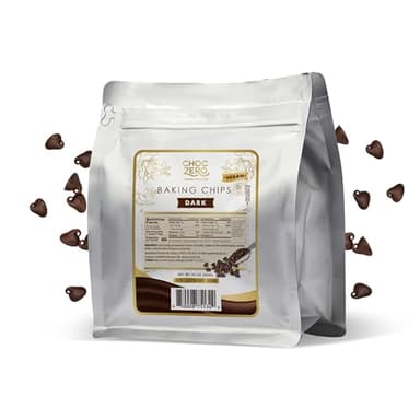 ChocZero Dark Chocolate Chips, Sugar Free, Vegan, Keto & Low Carb, Gluten Free, No Sugar Alcohols, 20 oz Bag for Baking & Desserts