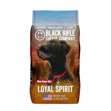 Black Rifle Coffee Company Loyal Spirit, 18oz Bag, Ground Coffee Light Roast - Roasted Blend Made from Arabica Beans - Colombian & Brazilian Beans - Veteran Founded & American Made
