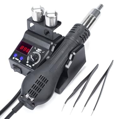 WEP 8858-V Hot Air Rework Station Kit with Compact Size, Integrated Nozzle Holder, 3 Nozzles, 2 Tweezers, Adjustable Temperature& Air Volume, PID Program, °C/°F Conversion and More