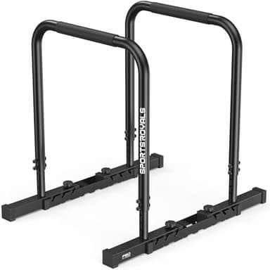 Sportsroyals Adjustable Dip Bar Station, Heavy Duty Parallette & Parallel Bars, 400LBS Stable Dip Stands for Home Gym, Calisthenics & Upper Body Workout Equipment（black)