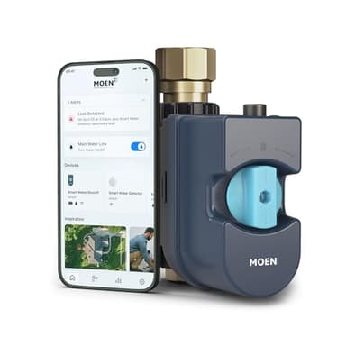 Moen Flo 1-inch Smart Water Shut Off Valve, Smart Home Water Monitor Leak Detector, Wifi Connected, App Enabled Flow Meter and Shutoff, 900-006