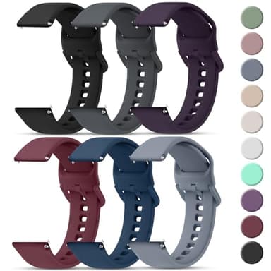 Tobfit 20mm Watch Bands Quick Release Watch Straps with Color Matched Metal Buckle, Soft Silicone Breathable Replacement Sport Watch Wristbands for Women Men