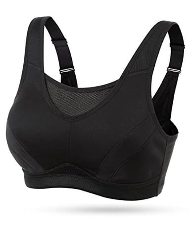 Wingslove Women's Full Coverage High Impact Wirefree Workout Non Padded Sports Bra Bounce Control (Black,34D)