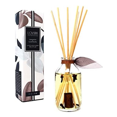 LOVSPA Reed Diffuser Set, Cinnamon & Clove Buds Scented Oil Diffuser with Sticks, Home Fragrance Accessories for Bathroom Shelf Decor, Aroma Diffusers for Home or Office Fall Decor, USA Made
