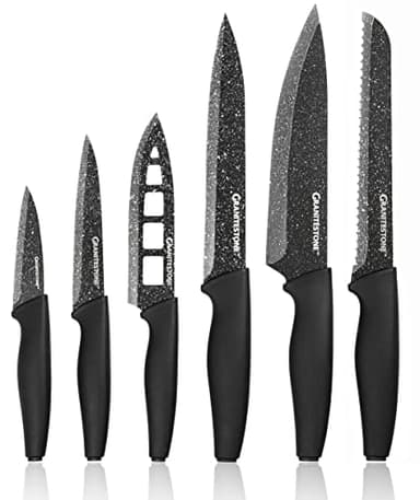 Granitestone Nutriblade Knife Set, High Grade Professional Chef Kitchen Knives Set, Knife Sets Toughened Stainless Steel with Nonstick Mineral Coating, Rubberized Ergonomic Grip, Dishwasher Safe
