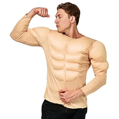 Adult Men Muscle Costume Cosplay Muscle Suit Halloween Party (X-Large)