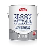 Ames Block & Wall™ Liquid Rubber Waterproofer Multi-Purpose Coating & Sealant - 1 Gallon - Perfect to Use As Concrete Sealer and Waterproofer for Basements and Foundations - Made in The USA, White