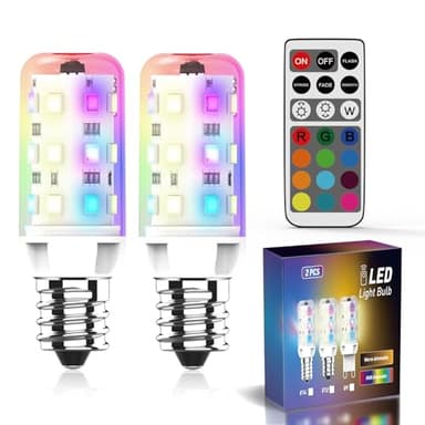 YUIIP E12 LED Color Changing Candelabra Light Bulb with Remote Control, 2W, 200LM, 20W Halogen Equivalent, Multicolor RGB Dimmable Mood Candle Colored Light Bulb for Home Decor, Party, Pack of 2