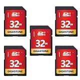 GIGASTONE 32GB 5-Pack SD Card UHS-I U1 Class 10 SDHC Memory Card High-Speed Full HD Video Compatible with Canon Nikon Sony Digital Camera, SPYPOINT TACTACAM WOSPORTS Trail Camera, with 5 Mini Cases