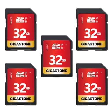 GIGASTONE 32GB SD Card 5-Pack UHS-I U1 Class 10 SDHC Memory Card High-Speed Full HD Video Compatible with Canon Digital Camera, SPYPOINT TACTACAM WOSPORTS Trail Camera, with 5 Mini Cases