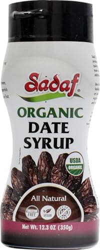 Sadaf Organic Date Syrup in Squeeze Bottle - Date syrup Organic Certified by IQC No Sugar Added - Vegan Honey - Kosher - 12.3 oz